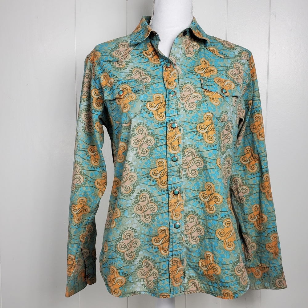 Walls Ranch wear western Cowgirl Rodro Queen  button front shirt Size Medium - Picture 9 of 12